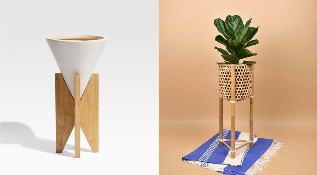 bamboo and wood plant stand